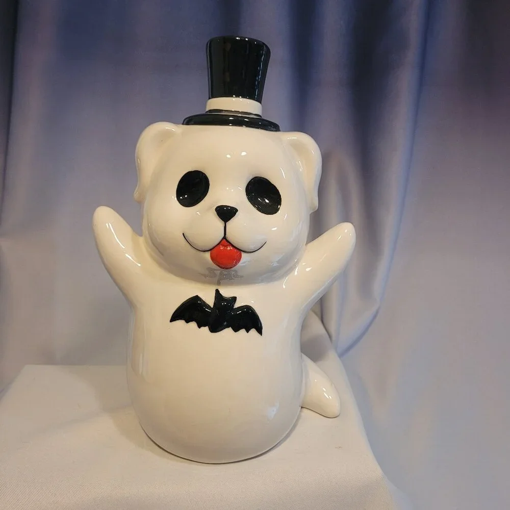 Adorable Ghost Dog Top Hat Bat Bow Tie